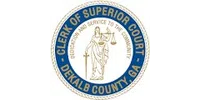 Seal of the Clerk of Superior Court of DeKalb County, GA, featuring Lady Justice with scales and sword.