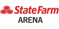 State Farm Arena logo with red text and red triple-oval symbol above the word ARENA in black.