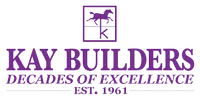 Kay Builders logo with purple horse icon and text celebrating decades of excellence since 1961