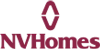 NVHomes logo with stylized diamond shape above the text in dark red color on transparent background