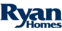 Ryan Homes logo featuring bold blue text with a stylized letter R and company name.
