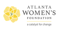 Atlanta Women's Foundation logo with yellow flower design and tagline a catalyst for change