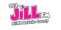 95.3 Jill FM LaSalle County radio station logo with pink text and diamond icons on black background