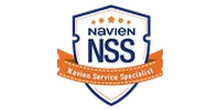 Navien NSS badge showing Navy Service Specialist with four orange stars and ribbon on shield background
