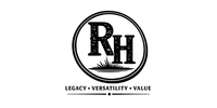 RH logo with bold letters and a sunburst design inside a circle, featuring text Legacy Versatility Value below.