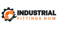 Industrial Fittings Now logo with gear, pipe elbow, and wrench icons in black and orange.