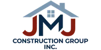 J M J Construction Group Inc logo with stylized house roof and window in red and blue colors