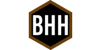 BHH white text logo inside a black hexagon with a brown border on transparent background