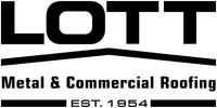 Lott Metal & Commercial Roofing logo with bold text and roofline graphic, established in 1954.