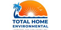 Company logo with orange sun and blue palm tree above the text Total Home Environmental.