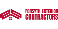 Forsyth Exterior Contractors logo with stylized red roof and window icon next to bold red text.