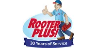 Rooter Plus logo with cartoon plumber holding toolbox and thumbs up, celebrating 30 years of service.