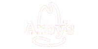 Arby's logo featuring the brand name with a stylized cowboy hat above on a black background