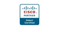 Cisco Partner Select Certified logo with blue and red design elements.