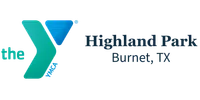 YMCA logo with The Y symbol and text Highland Park Burnet, TX in blue and teal colors