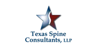Logo of Texas Spine Consultants featuring a star design in red, white, and blue colors.
