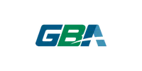 Logo featuring stylized letters GBA in blue and green with a curved line crossing the A.