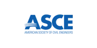 Logo of the American Society of Civil Engineers with blue letters ASCE and name below.