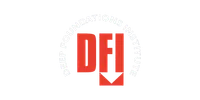 Deep Foundations Institute logo with red DFI letters and white text on black background in circular layout.