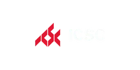 Red geometric ICSC logo with bold white letters on black background representing International Council of Shopping Centers.
