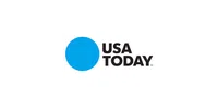 Blue circle with black USA TODAY text logo on white background