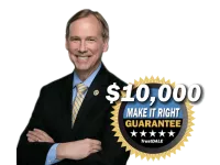 Confident man with arms crossed promoting a $10,000 guarantee from TrustDALE.