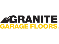 Granite Garage Floors logo with black and yellow text and granite texture icon.