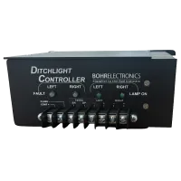 Bohrelectronics Ditchlight Controller with LED indicators and terminal connectors for rail industry applications.