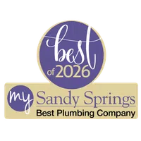Best of 2026 award badge for My Sandy Springs Best Plumbing Company in purple and beige colors.