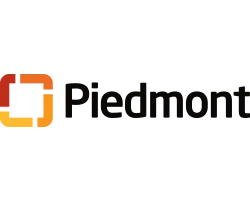 Piedmont logo with a stylized square in red to orange gradient next to black text Piedmont