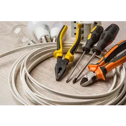 a bunch of yellow and black cables