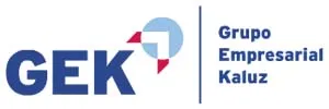 a logo with a blue and red logo