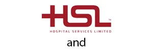 HSL logo in red with text Hospital Services Limited below on a white background