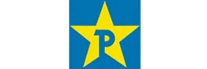 a blue and yellow logo