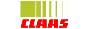 CLAAS logo with bold red letters and green vertical bars above, representing agricultural machinery brand.