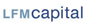 LFM Capital logo with LFM in light blue and capital in dark blue on white background.