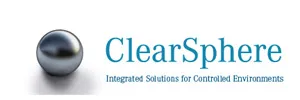 ClearSphere logo with a metallic sphere and tagline Integrated Solutions for Controlled Environments