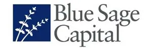 a blue and white logo