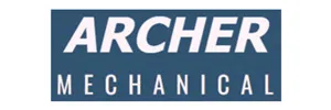 Archer Mechanical logo with bold white text on a blue background.