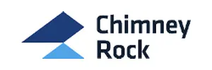 Chimney Rock logo with two overlapping arrow shapes in dark and light blue beside company name text.