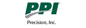 PPI Precision, Inc. logo with green letters and a silver swoosh on a white background.