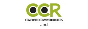 Composite Conveyor Rollers logo with green CCR letters and black composite roller symbols.