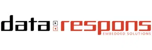Data Respons company logo with black and red text and embedded solutions tagline on white background