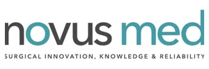 Novus Med logo with tagline emphasizing surgical innovation, knowledge, and reliability in medical technology.
