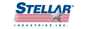 Stellar Industries Inc. logo with blue text and red striped star graphic on white background