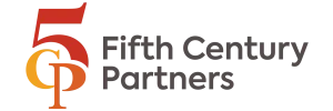 Logo of Fifth Century Partners featuring stylized number 5 and letters FCP in red and orange.