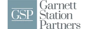 Garnett Station Partners logo with GSP initials in a blue square and company name in dark gray text.