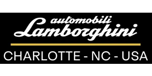 Lamborghini Automobili logo with location text Charlotte - NC - USA on black background.