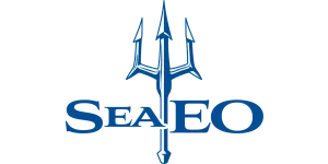 Blue trident logo with the text SeaEO beneath, symbolizing ocean exploration and technology.