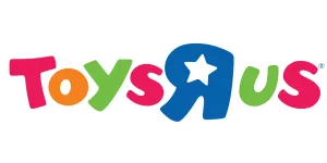 Colorful Toys R Us logo with playful letters and a star inside the blue letter R on transparent background.